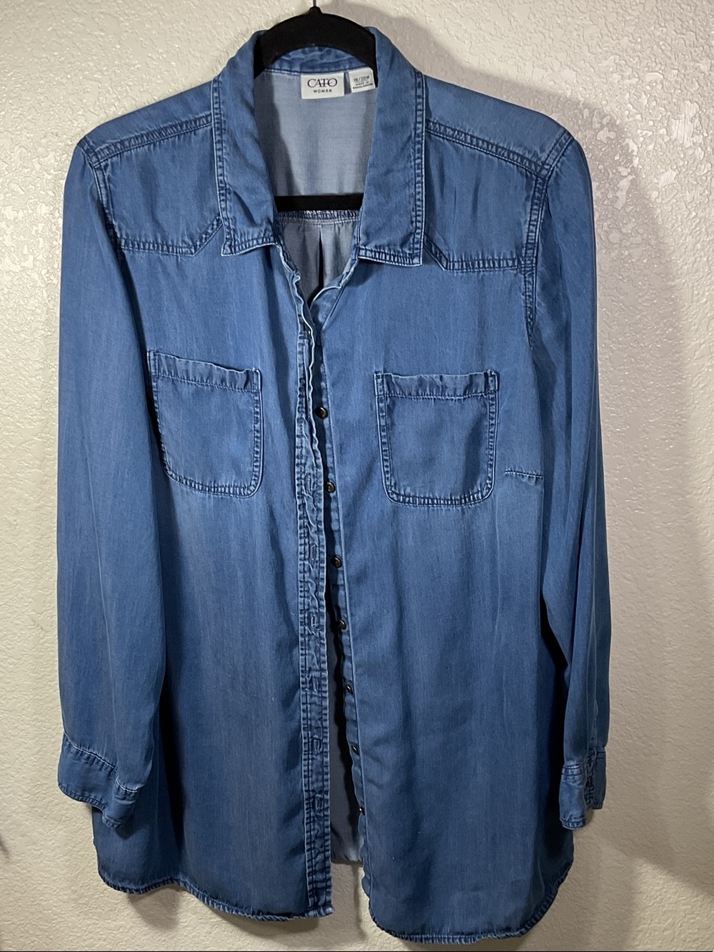 Cato Women’s Light Blue Denim Button Up Shirt